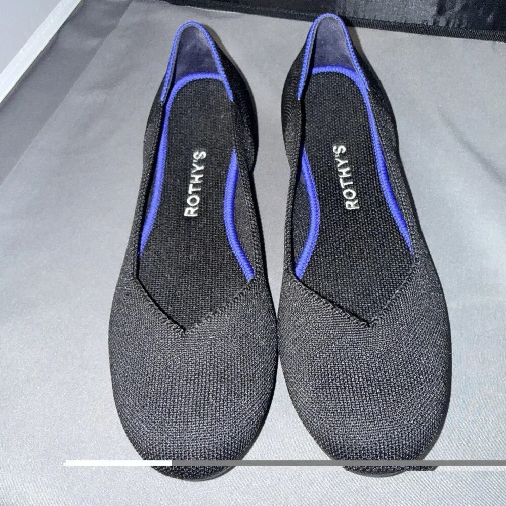 Rothy's The Flat Round Toe Ballet Women’s Shoes Black Size 7 Washable Flexible - Picture 3 of 7